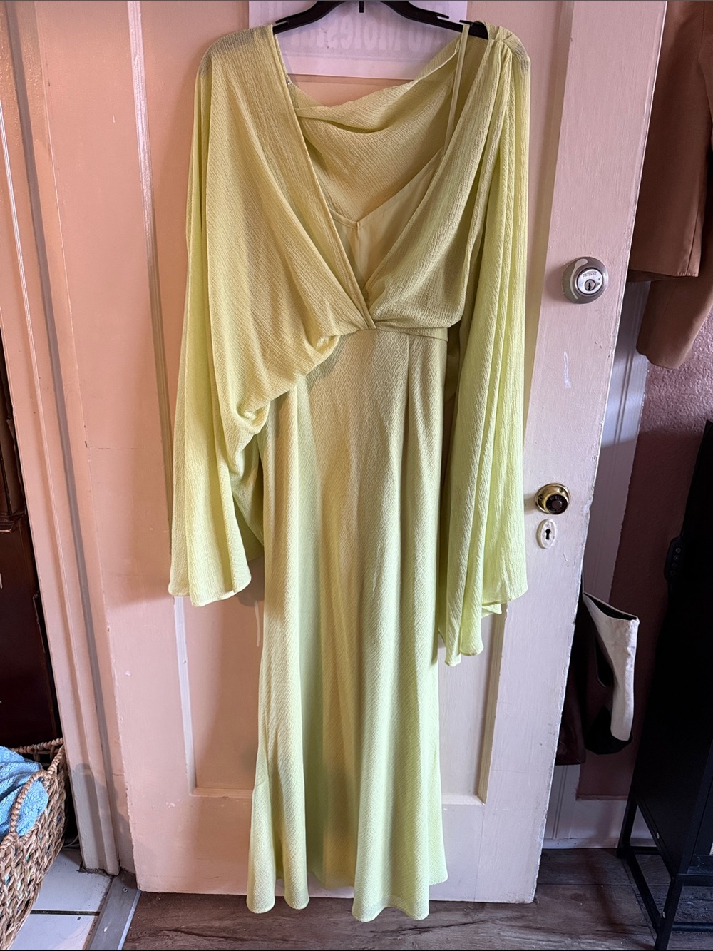 ASOS Pale Lime Green Draped Maxi Dress